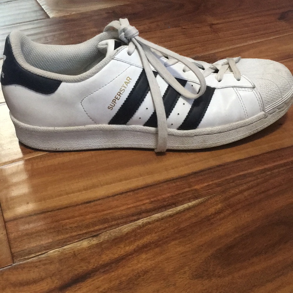 Black and white Adidas shoes